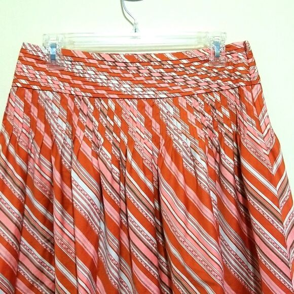 Talbots Orange Strip Skirt Sz 4 - Picture 3 of 6